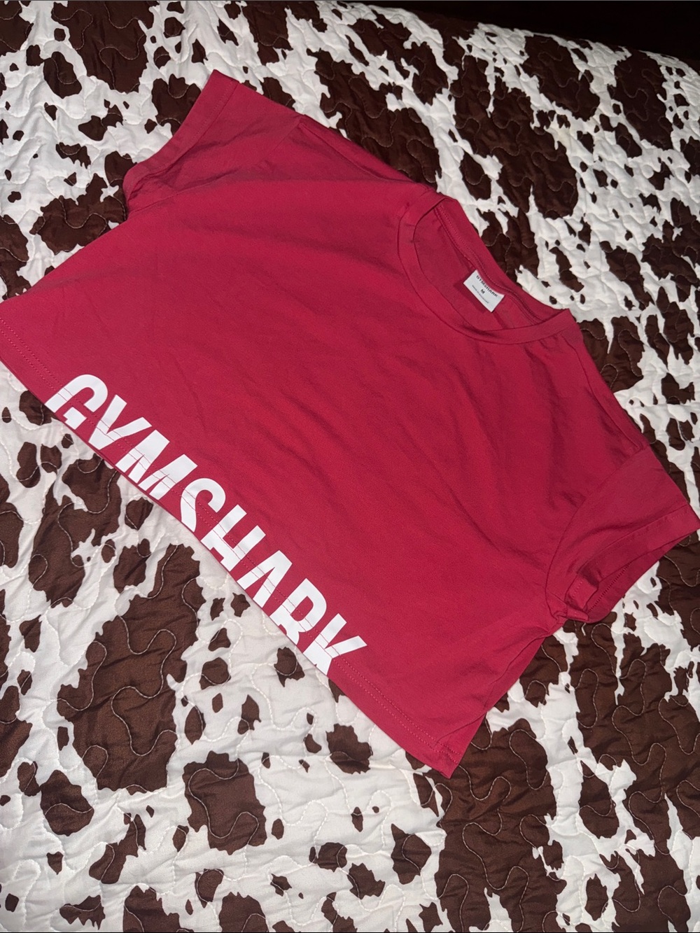 Gymshark Hot Pink Crop Tee with White Logo
